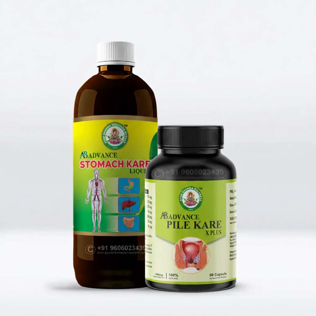 Ayur Brahma Wellness Advance Pile Kare X Plus Capsules & AB Advance Stomach Kare Liquid Combo