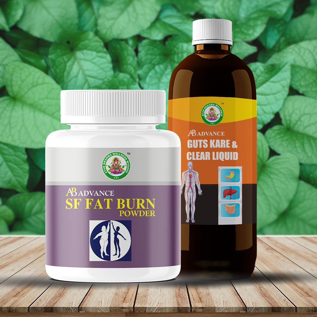 Ayur Brahma SF Advance Fat Burn Powder & AB Advance Guts Kare & Clear Liquid Combo